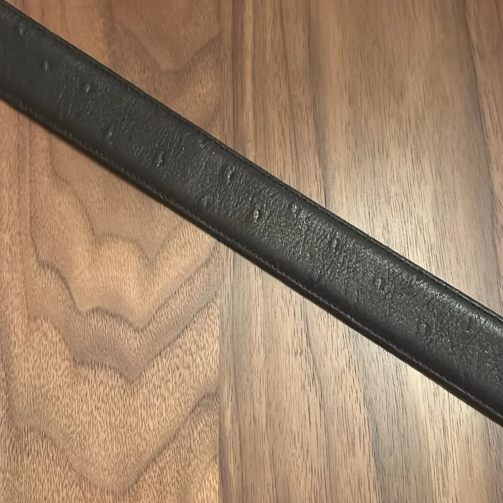 Trafalgar Jammu Black Leather Bos Taunus-Charbray Belt with Gold Buckle - 38